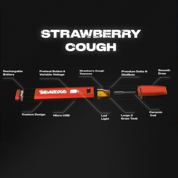 Strawberry Cough Delta 8 Disposable Vape Pen 2 Grams - Image 4
